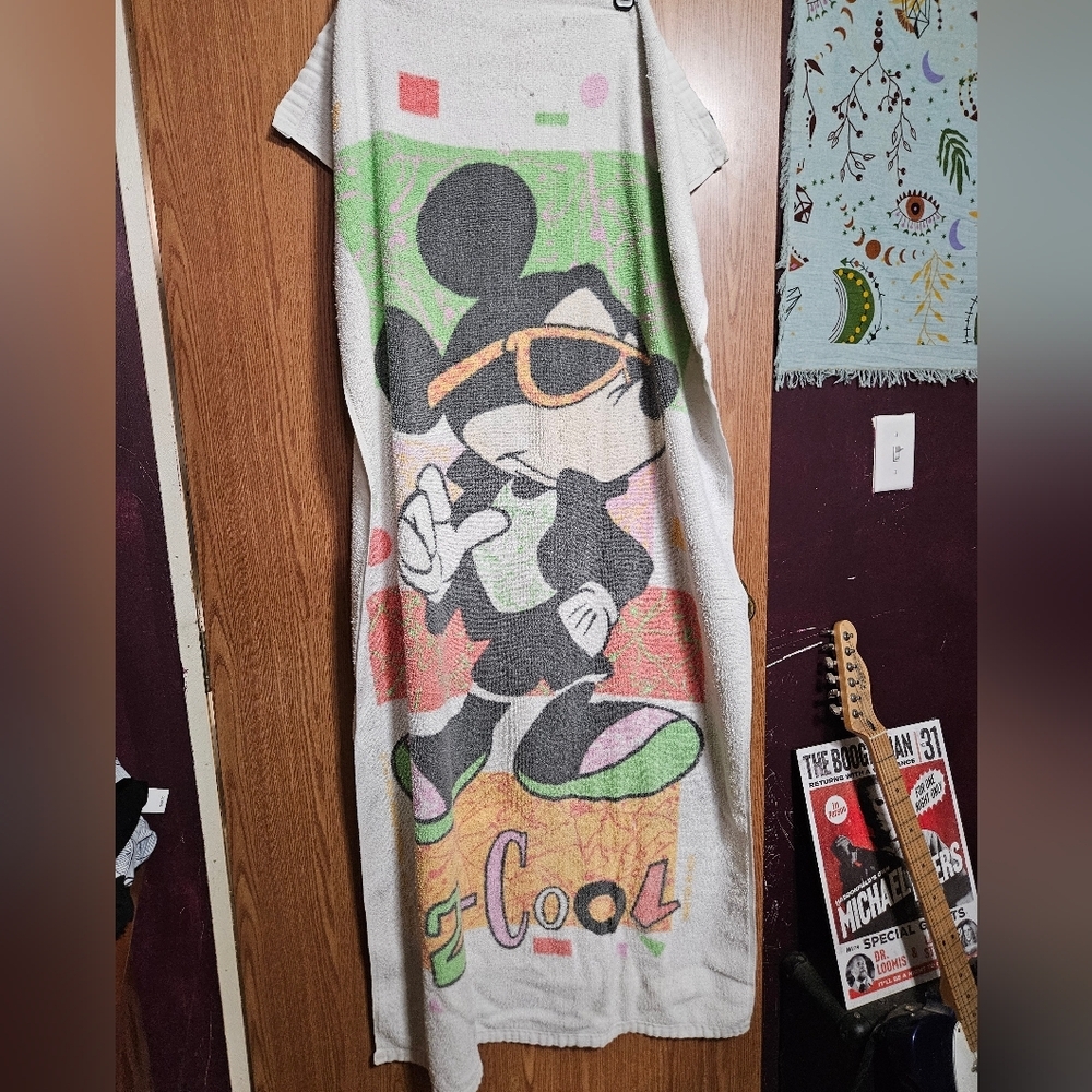 Vintage Franco 2-Cool Mickey Mouse Beach Bath Towel 100% Cotton Oversized!